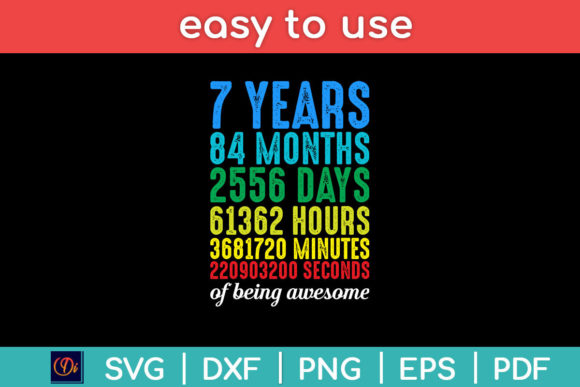 7 Years Old 7th Birthday Vintage Svg
