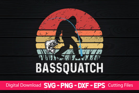 Bassquatch Funny Bigfoot Fishing