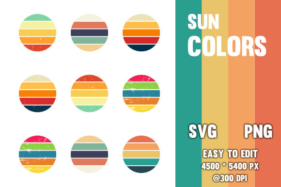 Vintage and Retro Sunset Circles